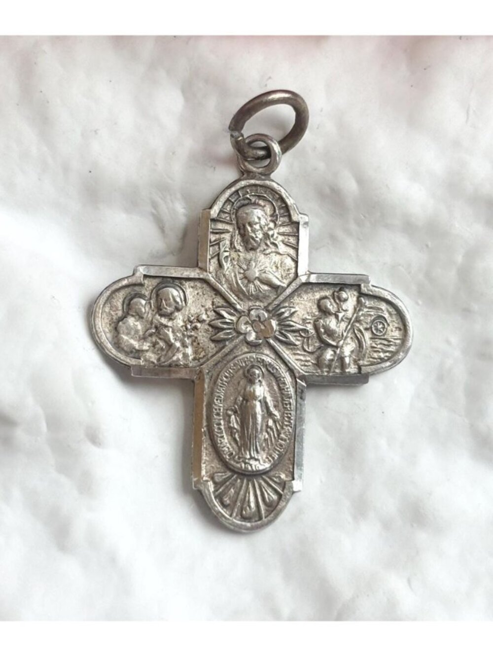 4 Way Catholic Protection Cross Sterling Silver 925 Vintage Pendant